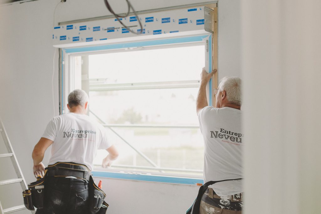 Projet d'aménagement intérieur d'un local professionnel par l'entreprise Neveu à Argentré-du-Plessis.
